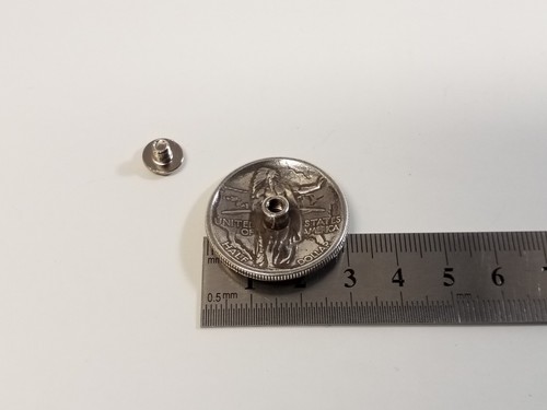 1926 Oregon Trail Half Dollar Coin Concho Replica Wagon/ Native 1.25" Screwback - Picture 9 of 10