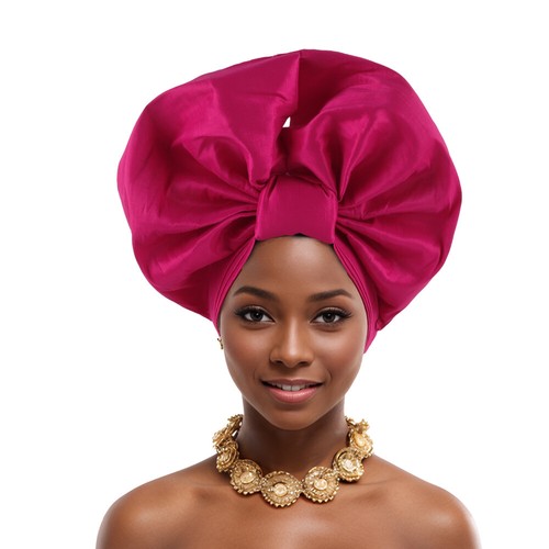 Copricapo Aso Oke donna nigeriana africana auto gel cofano festa matrimonio - Foto 28 di 44