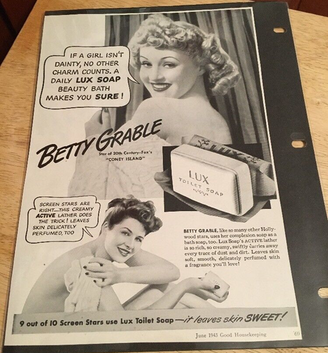 BETTY GRABLE - Página vintage de recortes originales - Página de 2 caras - Imagen 2 de 2