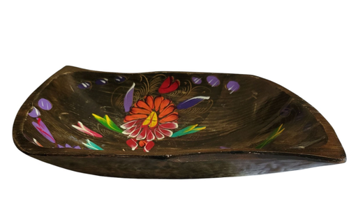 Vintage Colorful Hand Painted Floral Wooden Large Salad Fruit Bowl Batea Mexico. - Picture 9 of 24