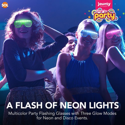 6-24 Flashing Party Glasses | LED Light Up Glow Neon Shutter Shades Disco Rave - Afbeelding 3 van 6