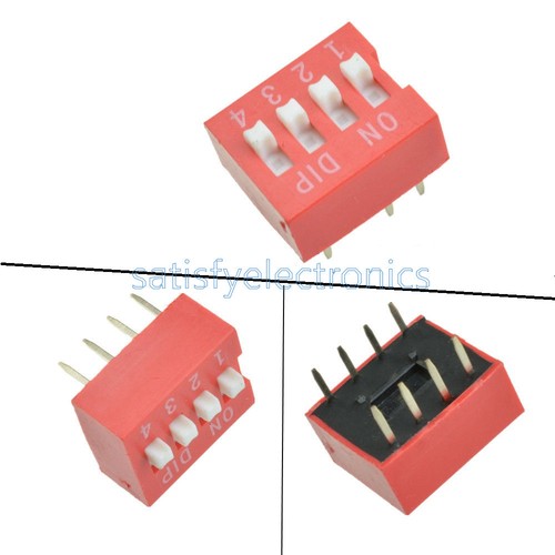 50Pcs Slide Type Switch Module 2.54mm 4-Bit 4 Position Way DIP Red Pitch NEW Z  - Picture 1 of 4