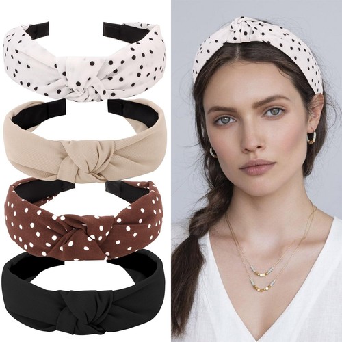 YISSION 4PCS Knotted Headbands - Non Slip Wide Fashion Head Bands for Women Top - Picture 20 of 26