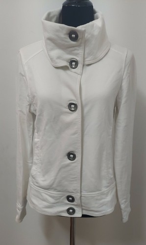 PrAna Sm White High Neck Button Softshell Jacket Full Button front slouch neck - 第 1/12 張圖片