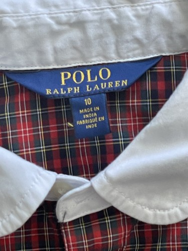 Polo Ralph Lauren Red Plaid Poplin Dress Drop Waist Embroidered Scotty Dogs 10 - Picture 4 of 4
