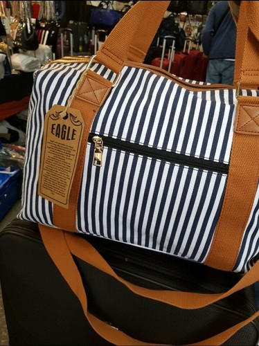 UNISEX EAGLE CASUAL WHITE/ BLUE CANVAS SHOULDER BIG MESSENGER TOTE SOLID HANDBAG - Picture 5 of 10