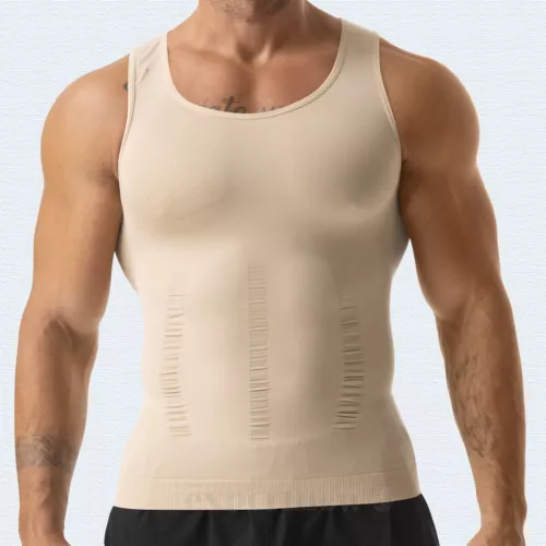 T-shirt canotta da uomo body shaper ventre compressione petto cintura - Foto 22 di 29