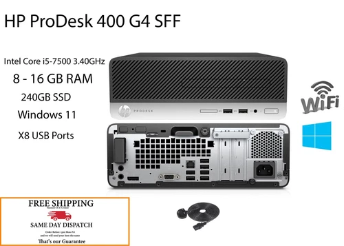 HP ProDesk 400 G4 SFF Intel Core i5-7th Gen 8-16GB RAM 256GB SSD Win 11 PC +Wifi