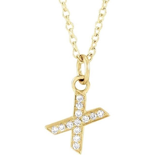 Initialen Diamant Collier 14K Gelb Rose Weißgold A bis Z 16-18 in Adj Kette - Bild 11 von 12