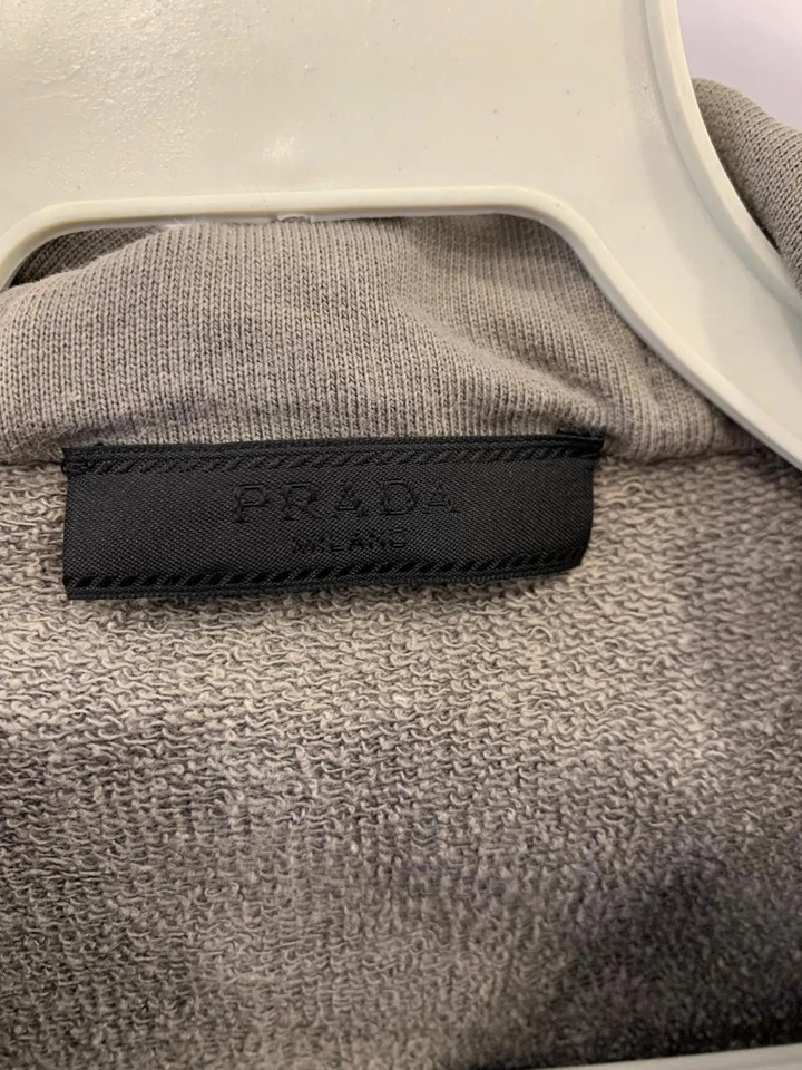 Chaqueta técnica con capucha Prada XL para hombre gris nailon mezcla de algodón cremallera Italia #52 Foto 3 de 4