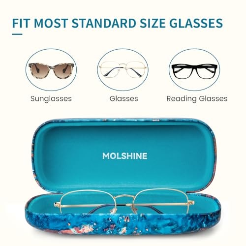 Hard Shell Sunglasses Case, Classic Large Glasses Case for Women Ocean Blue - Picture 4 of 6