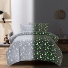 Glow in The Dark Duvet Cover Set for Full/Queen Size, 3 Pieces Grey Soft Velv...