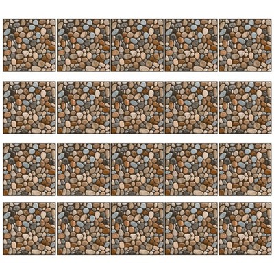 20pcs Selbstkleber Retro Simulation Cobblestone Tiles Aufkleber für Zuhause