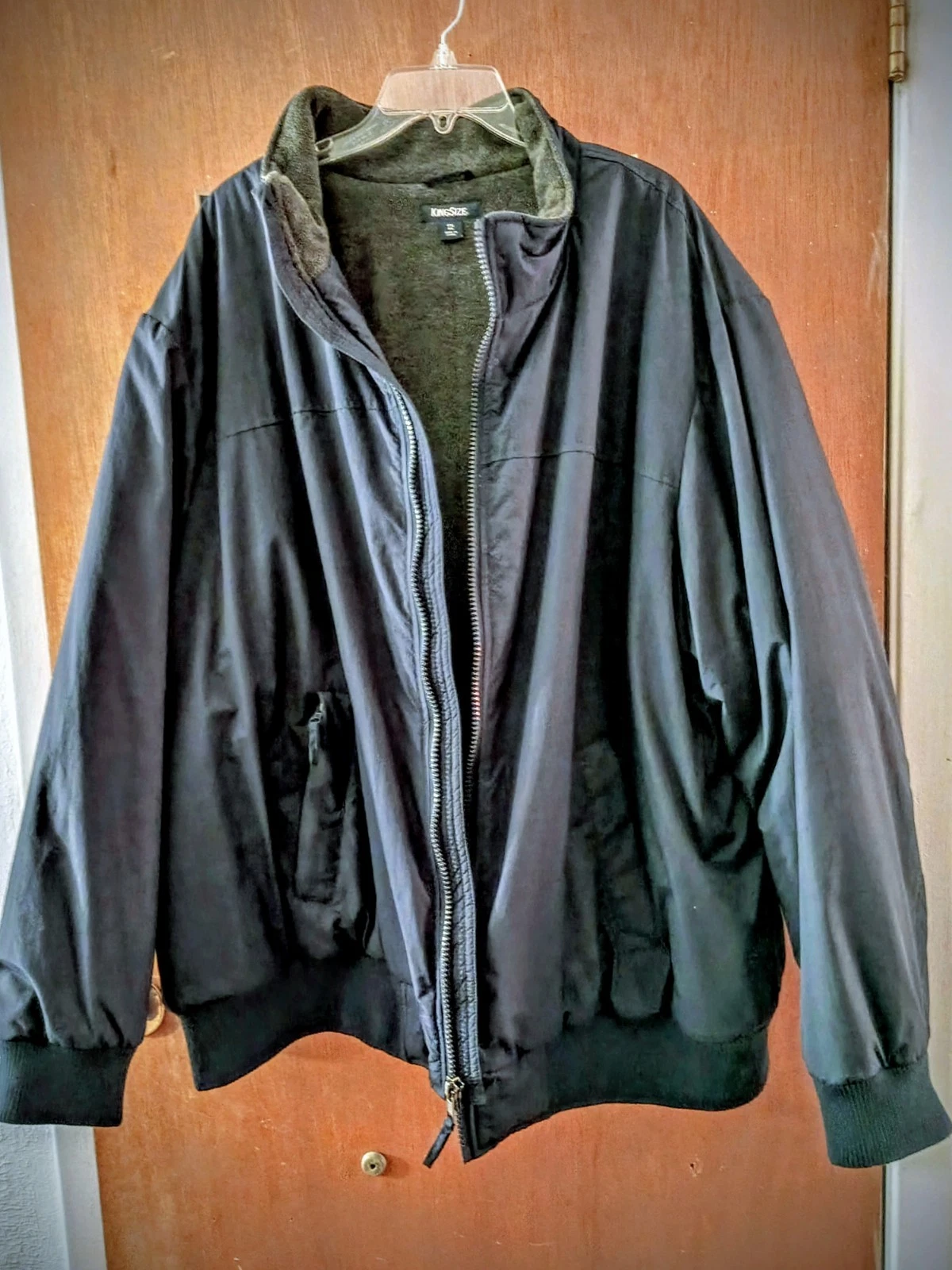 Mens King Size 4XL Very Warm Winter Jacket Navy Full Zip Fleece Lining