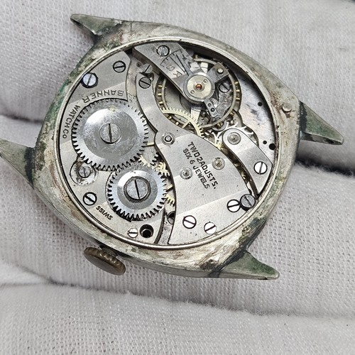 Vintage Mens Banner Art Deco Wrist Watch Military Army Style Mechanical Swiss - Picture 10 of 12