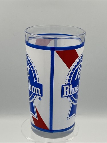 Vintage Pabst Blue Ribbon PBR Beer Glass 5 1/4" Tall x 2 3/4" At Top No Chips - Picture 2 of 8