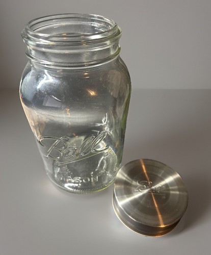 Barattolo da muratore commemorativo in vetro trasparente XL Ball 128 oz made in USA 10-1/2" alto - Foto 2 di 10