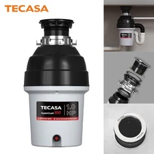 TECASA 1 HP Continuous Feed Garbage Disposal Food Waste Disposer Grinding System