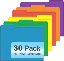 File Folder, 30 Pack 1/3 Cut Tab File Folders, Colored File Folders Designed for