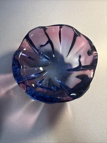 Josef Hospodka Chribska Bohemian Art Glass Bowl Purple Pink Midcentury MCM - Picture 2 of 9