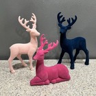 3 Deer Target Bullseye Christmas 2022 Dark Blue & Pinks Felt Lightweight EUC!