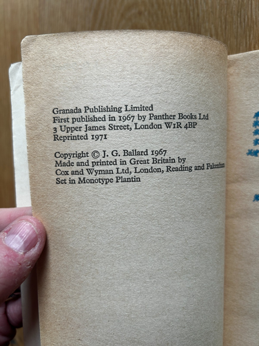 The Overloaded Man - J.G. Ballard 1971 Vintage Panther Science Fiction Paperback - Picture 3 of 17