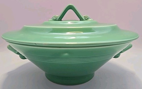 Vintage Homer Laughlin HARLEQUIN Green Covered Casserole Dish with Lid EUC - Picture 3 of 24