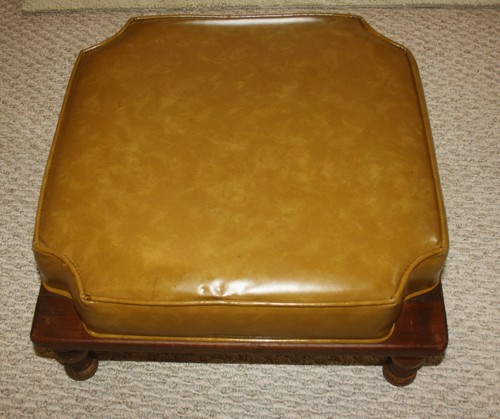Vintage Mid Century Modern Ethan Allen Ottoman Stackable Mustard Yellow - Picture 3 of 9