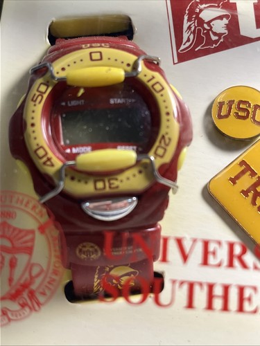 USC Trojans  Watch And Key Chain, Pin, And Small Pennant In Unopened Lock Box. - Picture 3 of 12