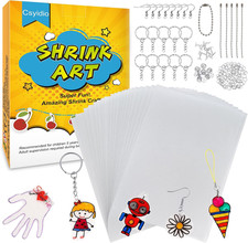 165Pcs Shrink Dink Keychain Kit, 20pcs Shrink Paper Sheets with 145 PCS Metal