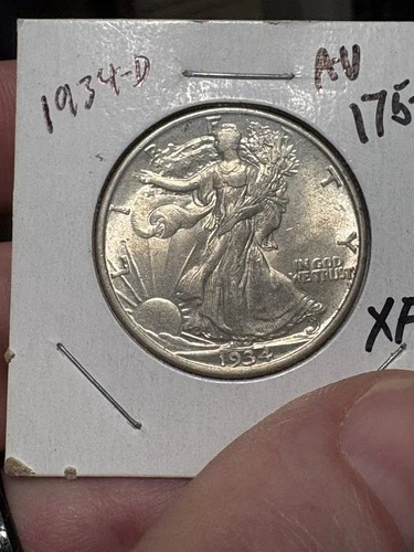 1934D Walking Liberty Half Dollar 50c US Silver Coin XF