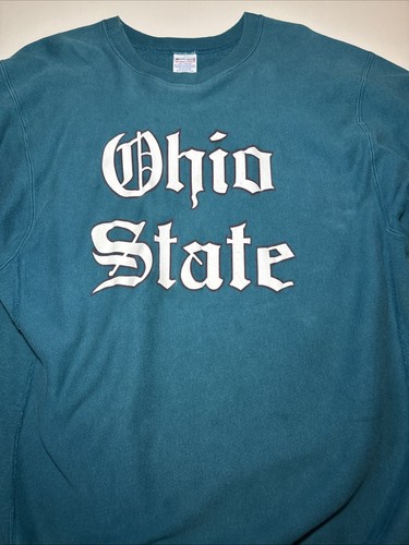 Vintage Champion Reverse Weave Ohio State Old English Grün Türkis XXL Herren - Bild 3 von 23