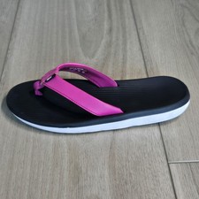 Nike On Deck Sandals Womens Size 7 Black Pink Thong Comfort Cushioned AO3622-007