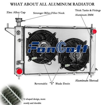 4-Core Radiator+Shroud Fan Fits 1994-1996 Ford Mustang V6 V8 3.8L 5.0L AT/MT