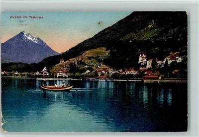10198972 - Weesen am Walensee Ruderboot mit Passagieren Hirzli Ruderboote