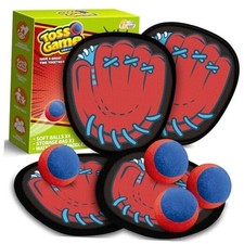 4 Pack Catch and Toss Game, Toddler Catch Ball Game Set, Kids Baseball Red