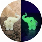 Fenton Hand-Painted Custard Glass Elephant Figurine – Glows Under UV Black Light
