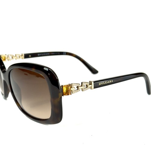 BVLGARI BV8144B 8144 CATENE Brown Havana Gold Jewel Crystal  Chain Sunglasses - Picture 5 of 11
