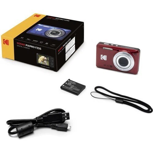 Kodak PIXPRO FZ55 16MP 5x Zoom Compact Camera Bundle Kit - Red - Picture 16 of 16