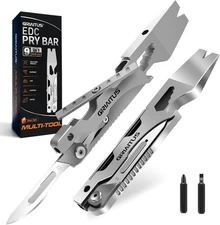 Multitool Pry Bar Wrench Tool with Flat/Phillips Screwdriver Folding... 