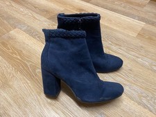 Primark wide fit extra comfort navy blue block heel ankle boots size 5