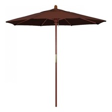 Pemberly Row 7.5' Push Lift Wood Pole Patio Umbrella - Performance Fabric Brown