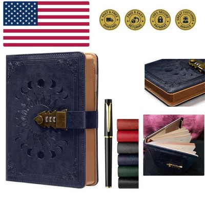 Lock Diary for Women & Men, A5 240 Pages Lockable Journal with Pen, Vintage E...