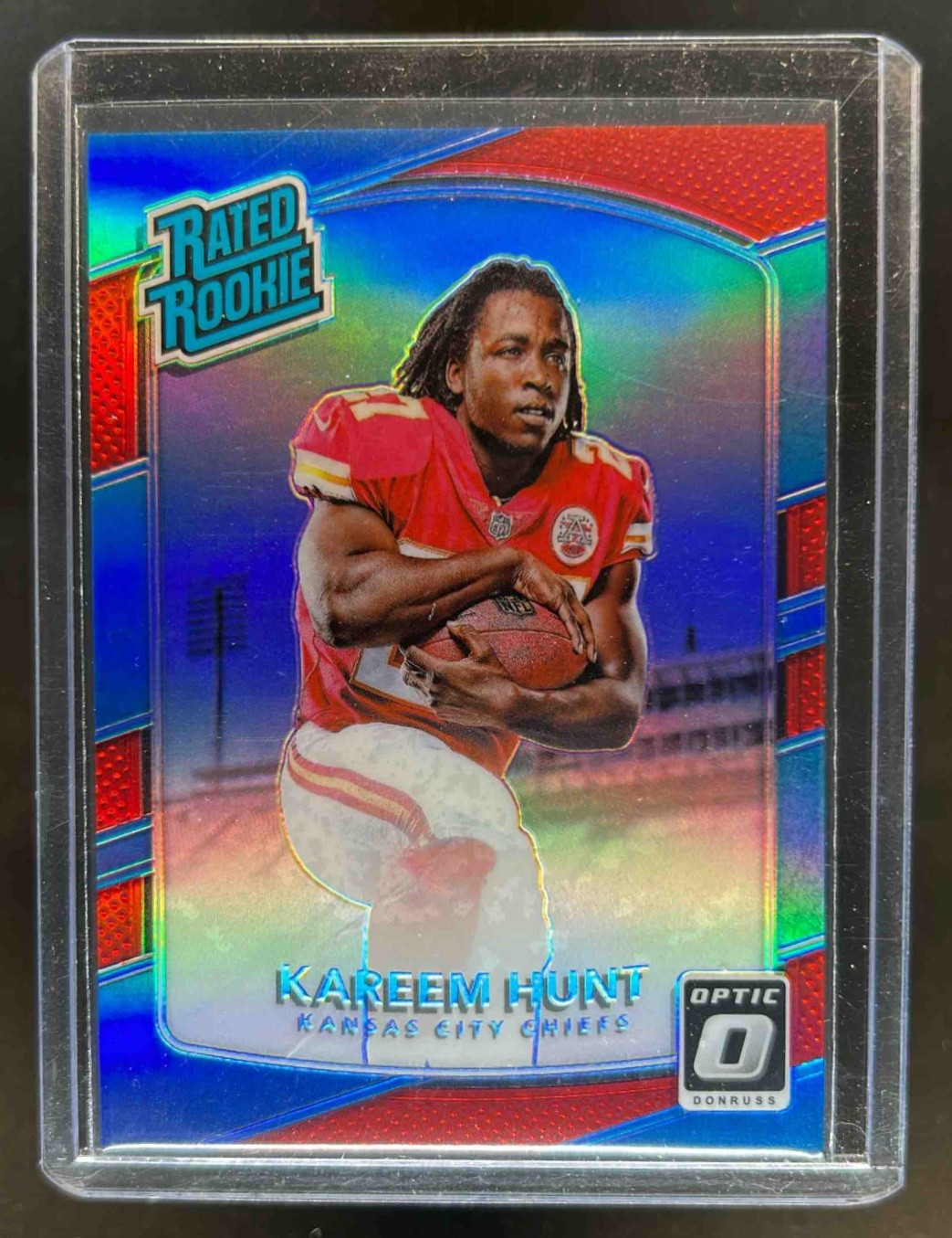 2017 Donruss Optic Kareem Hunt Red Rookie RC Rated Rookie #43/99 Chiefs