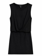 Mango Black Sleeveless Twist Front Sheath Dress Women's size XL Casual Elegant