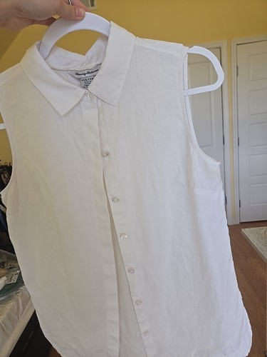 Tommy Bahama -Women's Button Up Sleeveless Shirt- Linen Finish - Size S - Picture 7 of 8