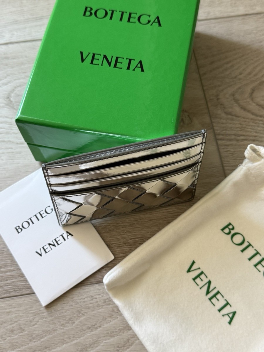 NEW Authentic Bottega Veneta Intrecciato Silver Metallic Card
