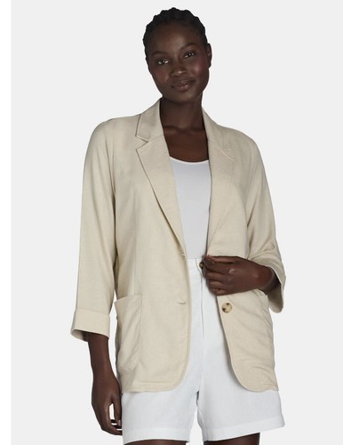 Time and Tru Blazer de Mujer de Mezcla de Lino con Botones Delanteros XXXl - Bild 2 von 5