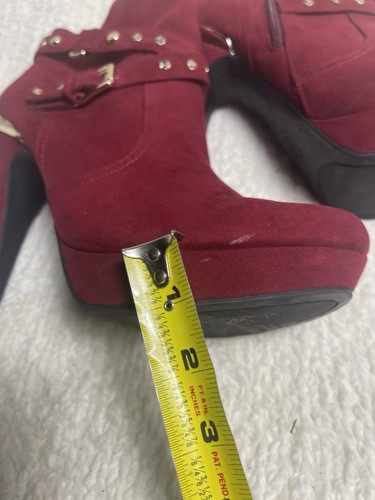 GBG Guess Synthetik Rot Wildleder Stiefeletten Plateau Absatz Stiefel Gr.11M - Bild 8 von 11