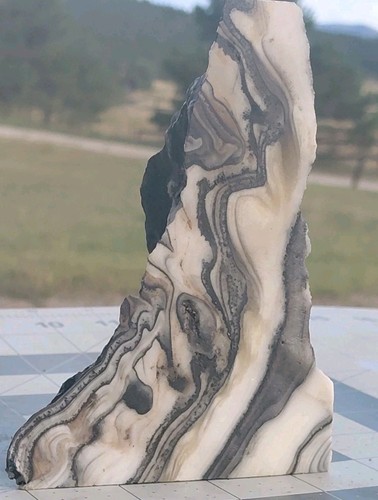Zebra Calcite Crystal Reiki Sculpture Dendritic Lace Healing Décor 5" X 3 1/2" - Picture 4 of 14